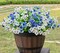 6-Bundle Artificial Outdoor Flowers – Faux Blue Silk Daisies with Eucalyptus, UV-Resistant Realistic Plants for Planters, Porch, Patio, Garden, and Home Decor (White & Blue)